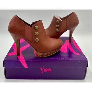 Fioni Koko Koko Ankle Boots High Heel Cognac Brown Buttons Size 7 New In Box